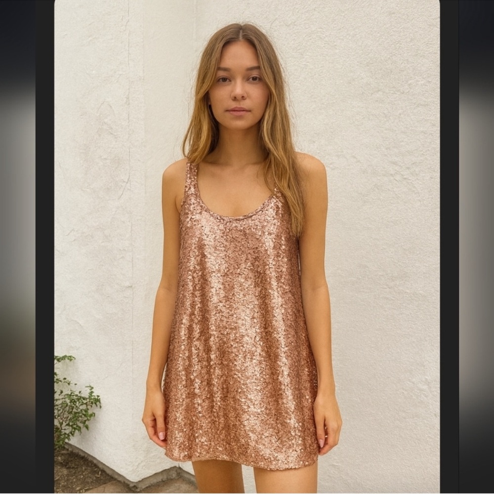Zara rose gold sequin dress